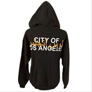 Spirit Jersey Los Angeles Black Long Sleeve Graphic Printed Zipper Hoodie Medium
